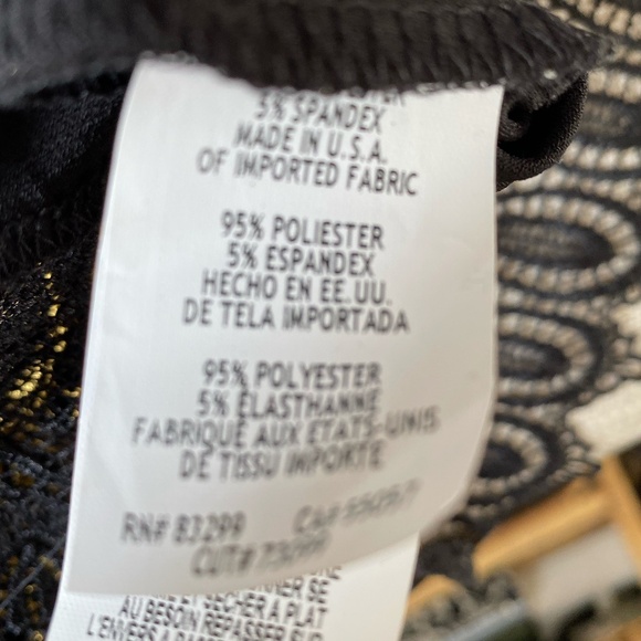 Tiana B. Vintage Black Gold Lace Stretch Holiday Party Festive Top- USA- Sz-L - Picture 9 of 13